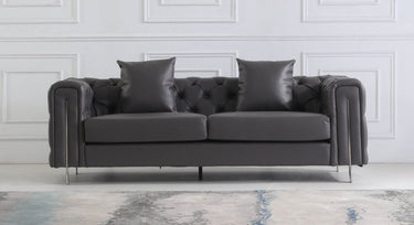 Luxury Dark Grey Chesterfield Sofa Set with Gold Legs - Modern Elegance for Sophisticated Living - UK Luxury Furniture